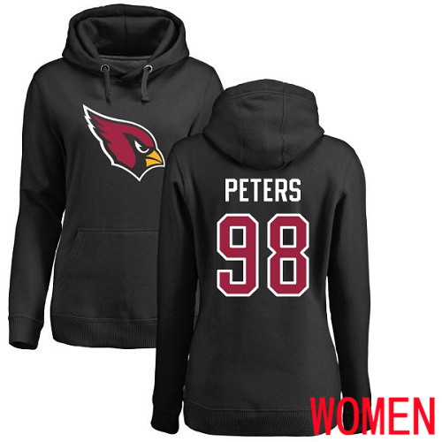 Arizona Cardinals Black Women Corey Peters Name And Number Logo NFL Football #98 Pullover Hoodie Sweatshirts